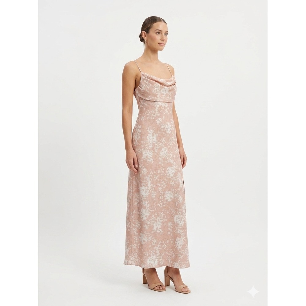 Petal + Pup Womens Pink Floral Cowl Neck Midi Dress Size‎ 8 Adjustable Straps